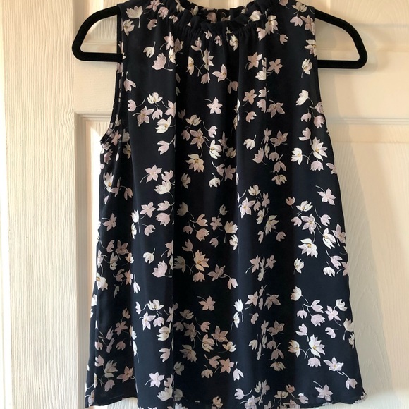 Loft - Cut Sleeve Mock-Neck Chiffon Floral Top - Picture 2 of 3